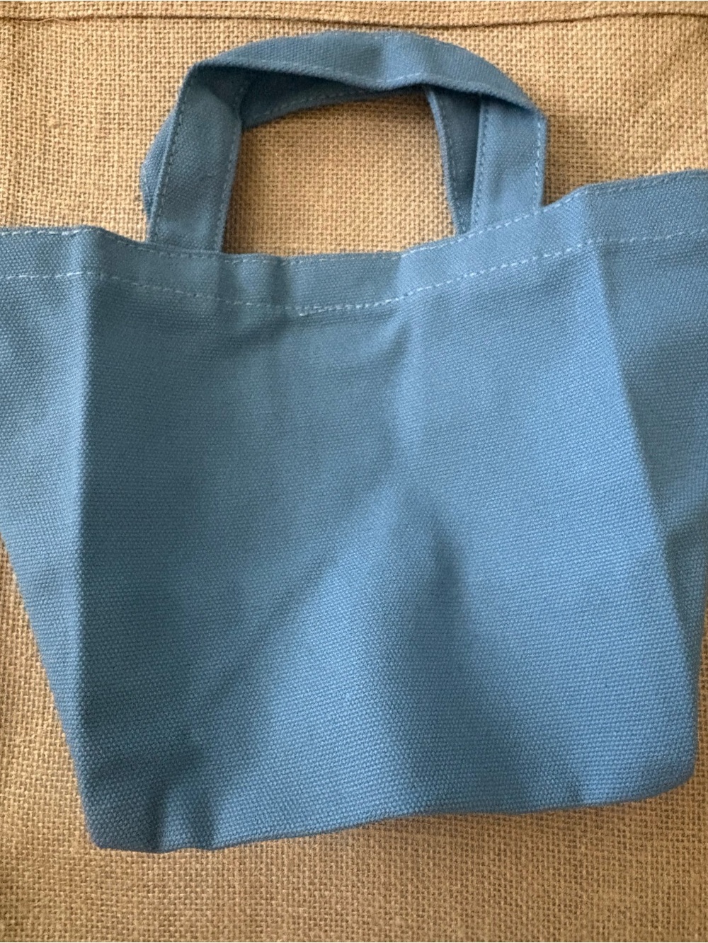 Prada Dusty Blue Canvas Tote with Triangular Logo - Picture 3 of 5